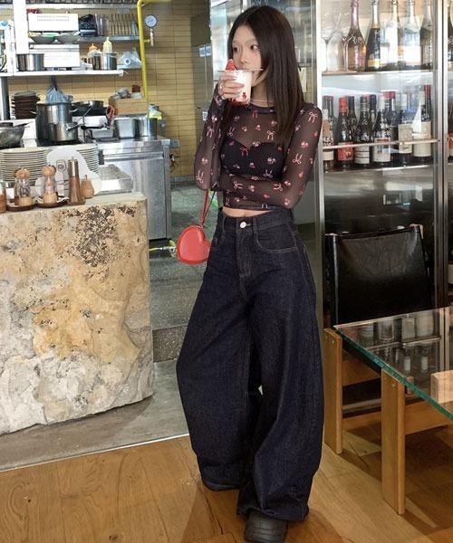 Mayree(メイリー)の「【Mayree】リボン フラワー シアートップス(Tシャツ/カットソー・レディース・ホワイト/ブラック/ピンク・FREE)」の9枚目の写真