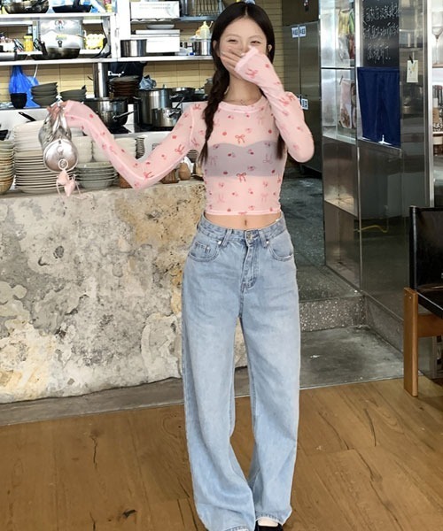 Mayree(メイリー)の「【Mayree】リボン フラワー シアートップス(Tシャツ/カットソー・レディース・ホワイト/ブラック/ピンク・FREE)」の11枚目の写真