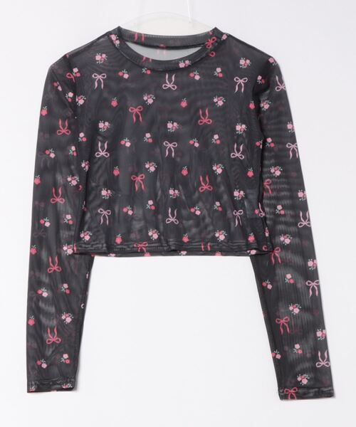 Mayree(メイリー)の「【Mayree】リボン フラワー シアートップス(Tシャツ/カットソー・レディース・ホワイト/ブラック/ピンク・FREE)」の10枚目の写真