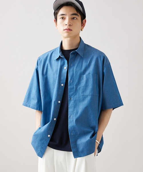 JOURNAL STANDARD(ジャーナルスタンダード)の「【ZOZO限定】CHAMBRAY OVER SH S/S / シャンブレーオーバーシャツ(シャツ/ブラウス・メンズ・ロイヤルブルー/ダークブルー/ブラック/ネイビー/ブルー・S/XS/XL/L/M)」の4枚目の写真