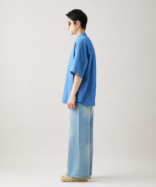 6347【美品】45R ハケ目シャンブレースタンドシャツ　プルオーバー　ブラウス 別注】BUZZ RICKSON'S / シャンブレー ロングスリーブ シャツ（シャツ