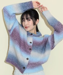 グラデーション」に該当するカーディガン/ボレロ（ブルー・ネイビー 
