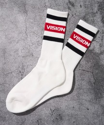 【VISION STREET WEAR/ヴィジョンストリートウェア】ラインロゴ ミドルスケーターソックス