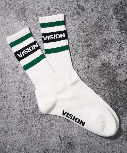 VISION STREET WEAR(ヴィジョンストリートウェア)の「【VISION STREET WEAR/ヴィジョンストリートウェア】ラインロゴ ミドルスケーターソックス(ソックス/靴下・メンズ・ブラック/オレンジ/グリーン・MEDIUM/LARGE)」の5枚目の写真
