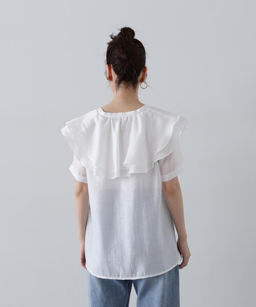 N.（N. Natural Beauty Basic）（エヌエヌナチュラルビューティーベーシック）の「◆スキッパーフリルブラウス（シャツ/ブラウス・レディース・グレー/ホワイト/ライトグリーン・MEDIUM）」の18枚目の写真