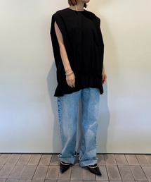 【新品】CLANE ROUND HEM GATHER TOPS クラネ CLANE ROUND HEM GATHER TOPS （WHITE） - ファッション