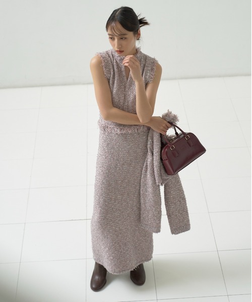 SNIDEL（スナイデル）の「ツイードニットワンピース（ワンピース