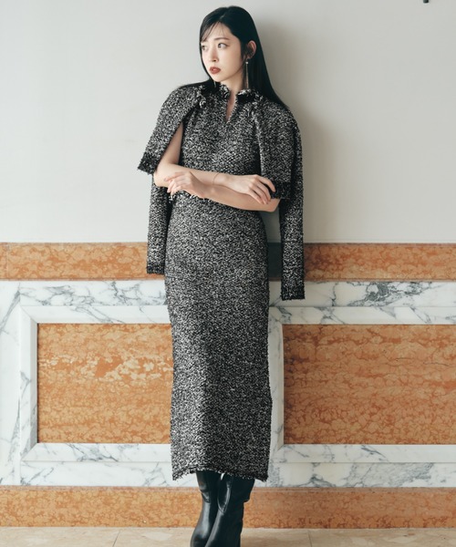 SNIDEL/スナイデル ツイードニットワンピース ツイードニット  