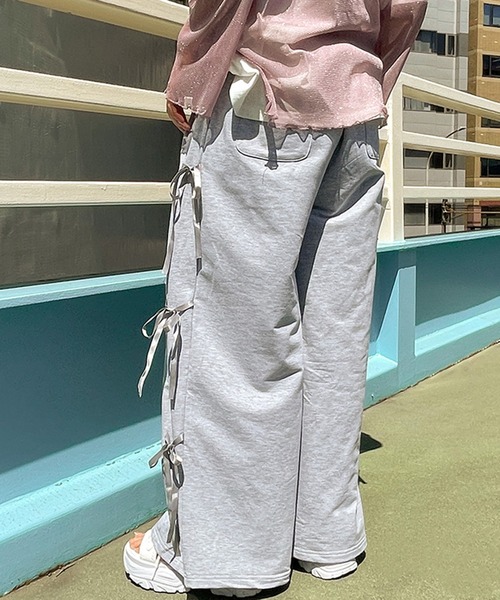 GORGE(ゴージ)の「リボン付きパンツ(スウェットパンツ・レディース・グレー/ブラック/ライトブルーグレー・F)」の9枚目の写真