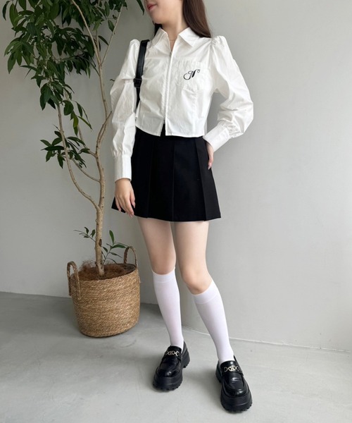 one after another NICE CLAUP(ワンアフターアナザーナイスクラップ)の「ダブルZIPワンポイント刺繍シャツ(シャツ/ブラウス・レディース・オフホワイト/グレー系その他/ベージュ/ブラック系その他/ブルー・FREE)」の14枚目の写真