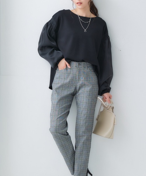 nissen(ニッセン)の「オーガンジー重ねボリュームスリーブプルオーバー(Tシャツ/カットソー・レディース・ミント/ブラック/アイボリー・LL/L/M/S)」の8枚目の写真
