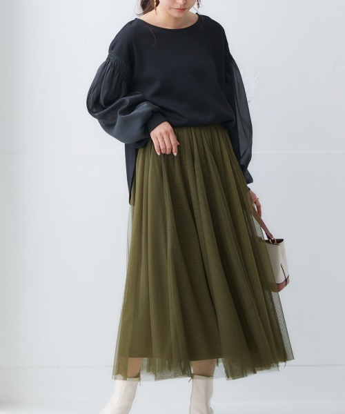 nissen(ニッセン)の「オーガンジー重ねボリュームスリーブプルオーバー(Tシャツ/カットソー・レディース・ミント/ブラック/アイボリー・LL/L/M/S)」の11枚目の写真