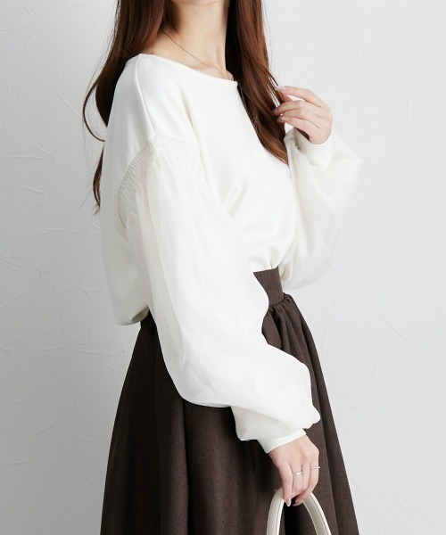 nissen(ニッセン)の「オーガンジー重ねボリュームスリーブプルオーバー(Tシャツ/カットソー・レディース・ミント/ブラック/アイボリー・LL/L/M/S)」の21枚目の写真