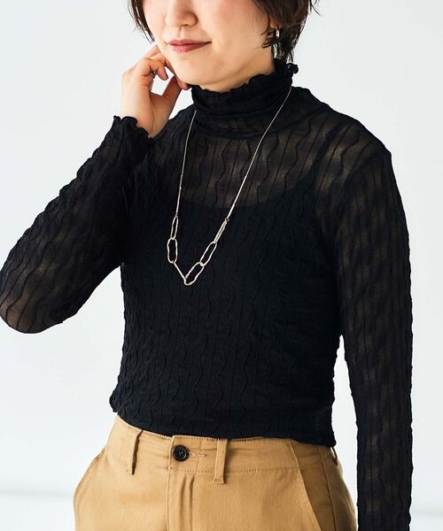 le.coeur blanc(ルクールブラン)の「ウエーブ柄シアータートル(Tシャツ/カットソー・レディース・アイボリー/ブラック・38)」の15枚目の写真