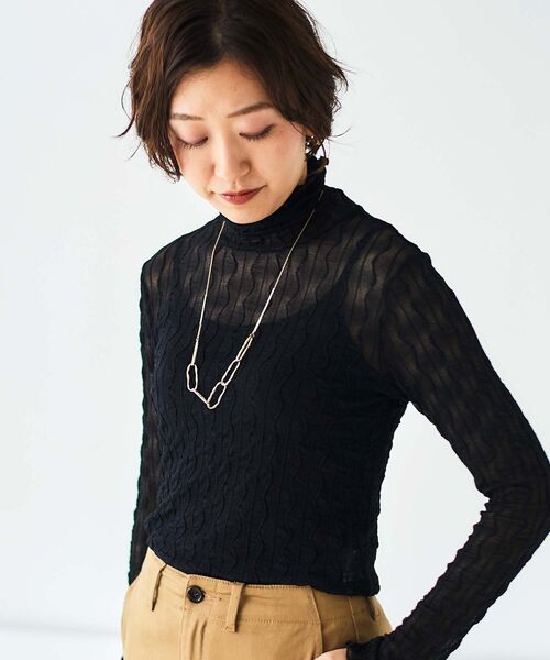 le.coeur blanc(ルクールブラン)の「ウエーブ柄シアータートル(Tシャツ/カットソー・レディース・アイボリー/ブラック・38)」の16枚目の写真