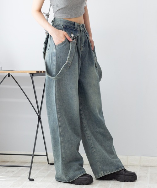 アンダール　デニム ワイドパンツ andar ショート　S　マリンブルー アンダール デニム ワイドパンツ andar ショート S マリンブルー