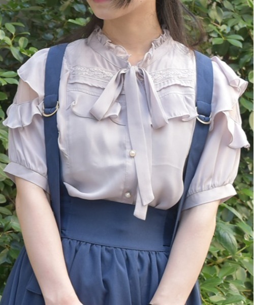 ブラウス シャツ 肩あきおリボンブラウス レディース 肩開き風リボンブラウス | outlet | axes femme online shop