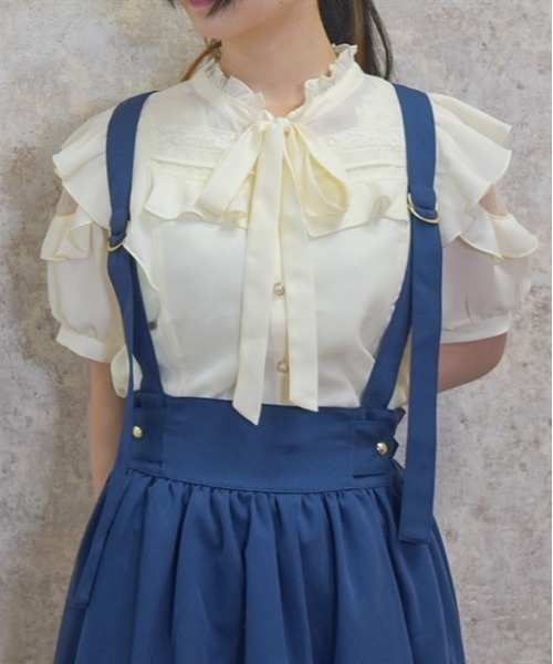 axes femme(アクシーズファム)の「肩開き風リボンブラウス(シャツ/ブラウス・レディース・ピンク/ブラック/キナリ・FREE)」の2枚目の写真