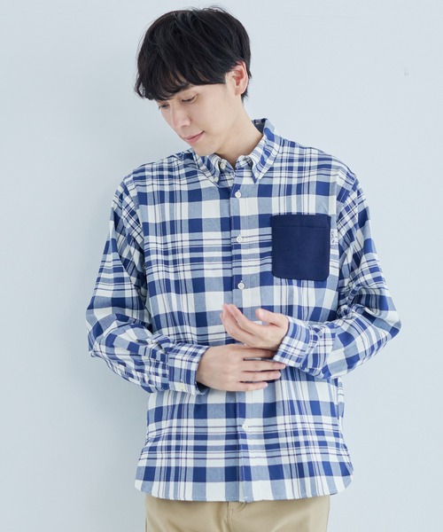 Arnold Palmer（アーノルドパーマー）の「バルキーフリース ポケット シャツ（シャツ/ブラウス・メンズ・ホワイト/ネイビー・M/L/LL）」の5枚目の写真