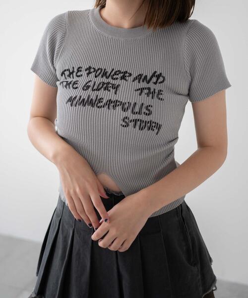 dispark(ディスパーク)の「DISPARK/手書き風ロゴウエストタックデザインリブT(Tシャツ/カットソー・レディース・ブラック/グレー・FREE)」の15枚目の写真