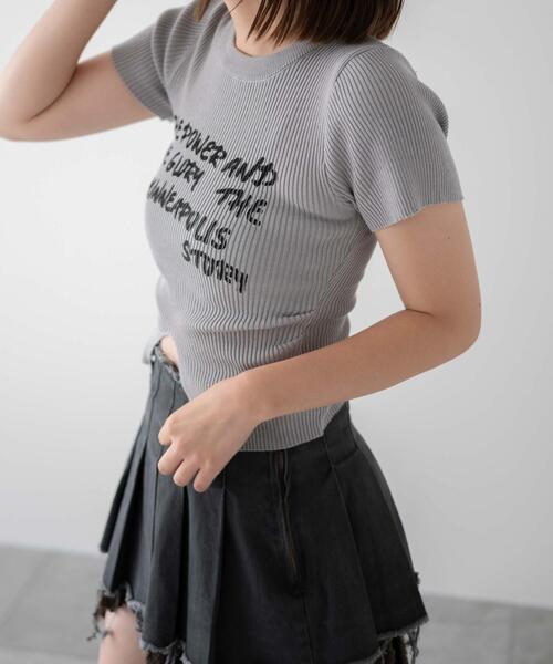 dispark(ディスパーク)の「DISPARK/手書き風ロゴウエストタックデザインリブT(Tシャツ/カットソー・レディース・ブラック/グレー・FREE)」の16枚目の写真