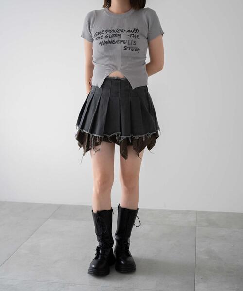 dispark(ディスパーク)の「DISPARK/手書き風ロゴウエストタックデザインリブT(Tシャツ/カットソー・レディース・ブラック/グレー・FREE)」の6枚目の写真