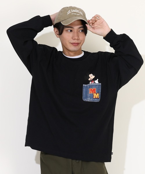 セール】親子お揃い ディズニー デニムポケット ロンT 9688A（Tシャツ