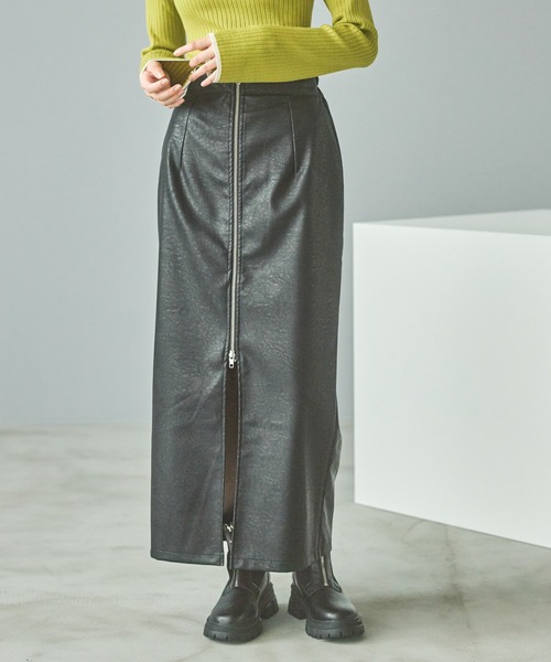 LAKOLE（ラコレ）の「FLフロントジップナロースカート / 128642（スカート・レディース・ブラウン/ブラック・SMALL/MEDIUM）」の2枚目の写真