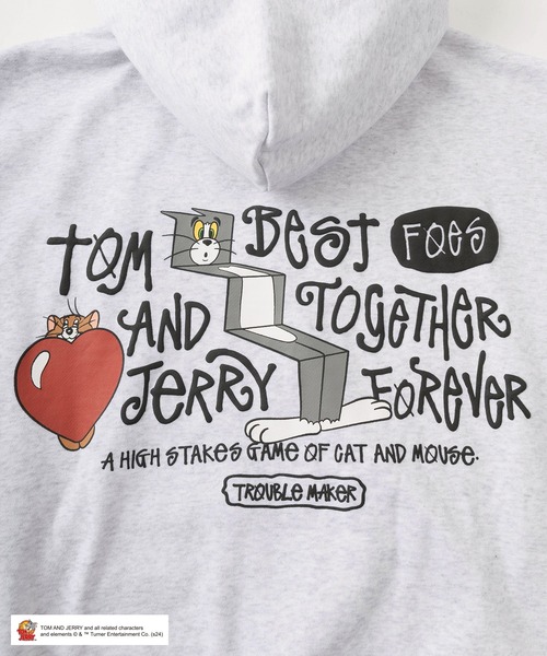 Tom＆Jerry（トムアンドジェリー）の「【TOM＆JERRY/トムとジェリー】ワンポイント＆バックBIG発泡プリント ファニーイラストデザイン ビッグシルエット 裏起毛プルパーカー/フーディ（パーカー・レディース・アッシュグレー/オレンジ/ライトグリーン/ブラック・M/XL/L）」の9枚目の写真