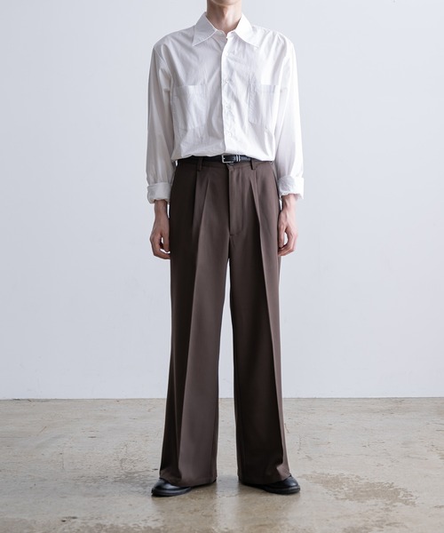 INTER FACTORY（インターファクトリー）の「こーき - センタープレスフレアスラックス(セットアップ対応) made in INTER FACTORY（スラックス・メンズ・ブラウン/ブラック・MEDIUM/SMALL）」の9枚目の写真