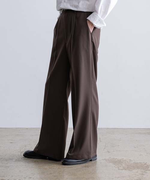 INTER FACTORY（インターファクトリー）の「こーき - センタープレスフレアスラックス(セットアップ対応) made in INTER FACTORY（スラックス・メンズ・ブラウン/ブラック・MEDIUM/SMALL）」の5枚目の写真