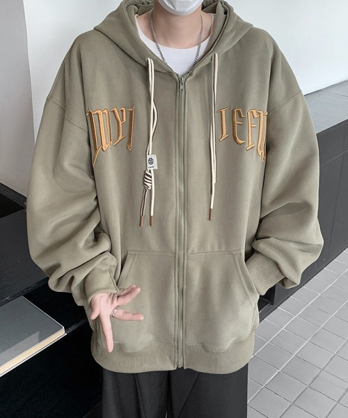 セール】【FVLMEN】logo embroidery zip parka/ロゴ 刺繍 ジップ