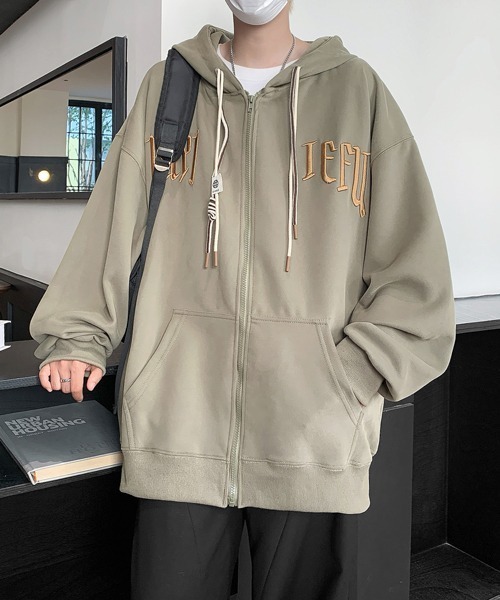 セール】【FVLMEN】logo embroidery zip parka/ロゴ 刺繍 ジップ