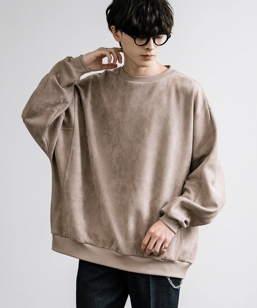 Rocky Monroe（ロッキーモンロー）の「オーバーサイズ カットスエードドルマンプルオーバー（スウェット・メンズ・ブラック/グレイッシュベージュ/チャコール/ブラウン/ライトグレー・M/L/XL）」の5枚目の写真