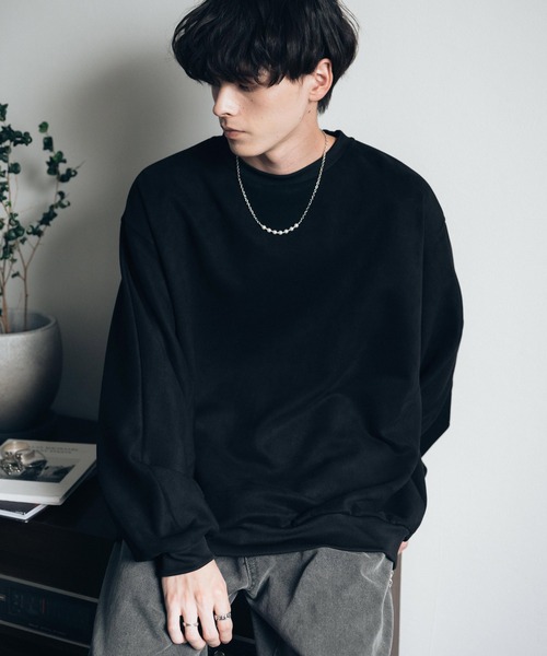 Rocky Monroe（ロッキーモンロー）の「オーバーサイズ カットスエードドルマンプルオーバー（スウェット・メンズ・ブラック/グレイッシュベージュ/チャコール/ブラウン/ライトグレー・M/L/XL）」の6枚目の写真