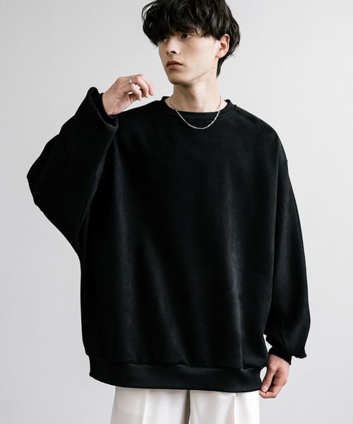 Rocky Monroe（ロッキーモンロー）の「オーバーサイズ カットスエードドルマンプルオーバー（スウェット・メンズ・ブラック/グレイッシュベージュ/チャコール/ブラウン/ライトグレー・M/L/XL）」の7枚目の写真