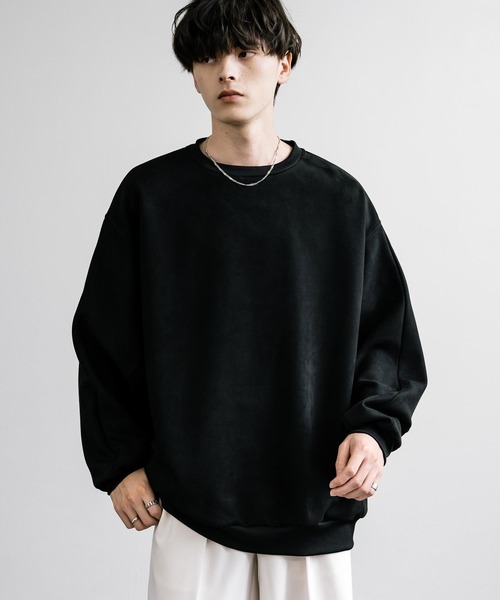 Rocky Monroe（ロッキーモンロー）の「オーバーサイズ カットスエードドルマンプルオーバー（スウェット・メンズ・ブラック/グレイッシュベージュ/チャコール/ブラウン/ライトグレー・M/L/XL）」の8枚目の写真