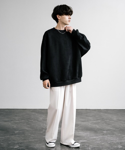 Rocky Monroe（ロッキーモンロー）の「オーバーサイズ カットスエードドルマンプルオーバー（スウェット・メンズ・ブラック/グレイッシュベージュ/チャコール/ブラウン/ライトグレー・M/L/XL）」の10枚目の写真