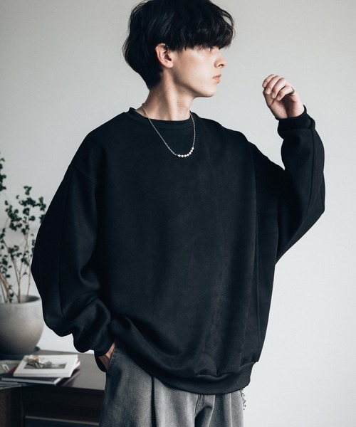 Rocky Monroe（ロッキーモンロー）の「オーバーサイズ カットスエードドルマンプルオーバー（スウェット・メンズ・ブラック/グレイッシュベージュ/チャコール/ブラウン/ライトグレー・M/L/XL）」の11枚目の写真