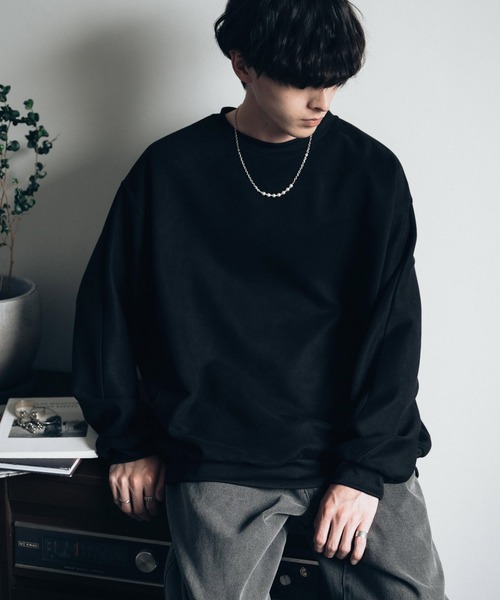 Rocky Monroe（ロッキーモンロー）の「オーバーサイズ カットスエードドルマンプルオーバー（スウェット・メンズ・ブラック/グレイッシュベージュ/チャコール/ブラウン/ライトグレー・M/L/XL）」の12枚目の写真