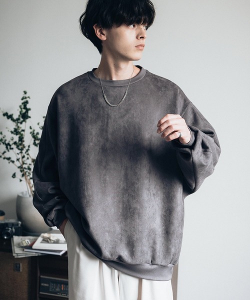 Rocky Monroe（ロッキーモンロー）の「オーバーサイズ カットスエードドルマンプルオーバー（スウェット・メンズ・ブラック/グレイッシュベージュ/チャコール/ブラウン/ライトグレー・M/L/XL）」の17枚目の写真