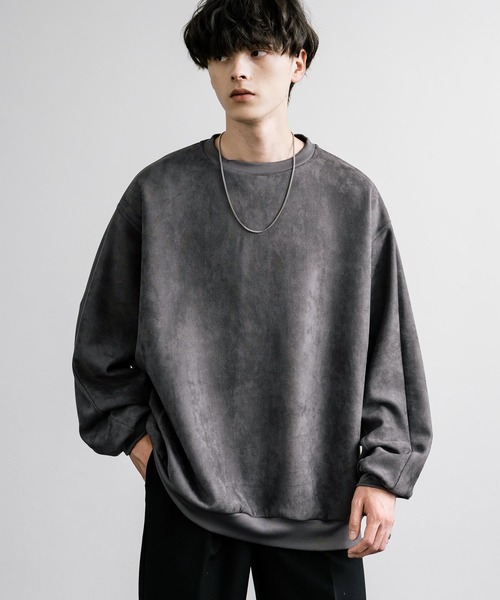 Rocky Monroe（ロッキーモンロー）の「オーバーサイズ カットスエードドルマンプルオーバー（スウェット・メンズ・ブラック/グレイッシュベージュ/チャコール/ブラウン/ライトグレー・M/L/XL）」の18枚目の写真