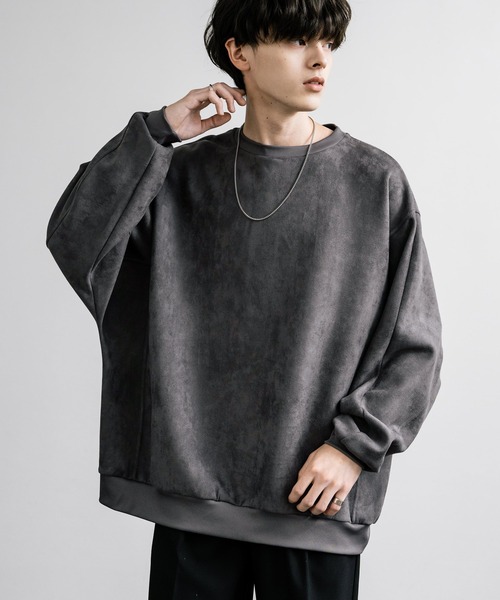 Rocky Monroe（ロッキーモンロー）の「オーバーサイズ カットスエードドルマンプルオーバー（スウェット・メンズ・ブラック/グレイッシュベージュ/チャコール/ブラウン/ライトグレー・M/L/XL）」の19枚目の写真