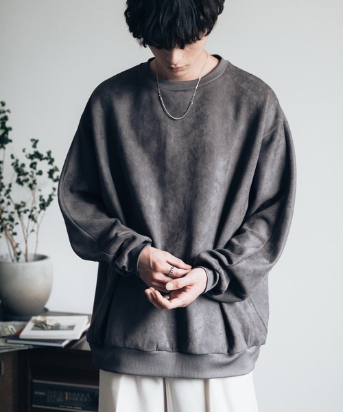 Rocky Monroe（ロッキーモンロー）の「オーバーサイズ カットスエードドルマンプルオーバー（スウェット・メンズ・ブラック/グレイッシュベージュ/チャコール/ブラウン/ライトグレー・M/L/XL）」の22枚目の写真