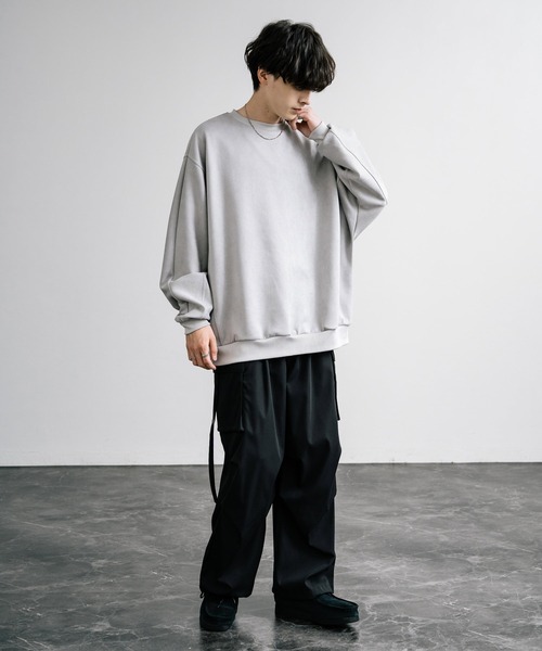 Rocky Monroe（ロッキーモンロー）の「オーバーサイズ カットスエードドルマンプルオーバー（スウェット・メンズ・ブラック/グレイッシュベージュ/チャコール/ブラウン/ライトグレー・M/L/XL）」の15枚目の写真