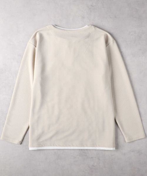 Right-on(ライトオン)の「Other(ソノタ)ワッフルジャガードフェイクレイヤード長袖Tシャツ(Tシャツ/カットソー・メンズ・オフホワイト/ブルー/ダークグレー・S/M/L/XL/XXL)」の11枚目の写真