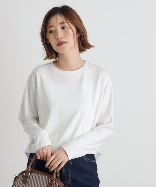 grove(グローブ)の「◆裾テール長袖Tシャツ(Tシャツ/カットソー・レディース・オフホワイト/ブラック/ブラウン系・01/02/03)」の4枚目の写真