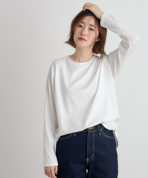 grove(グローブ)の「◆裾テール長袖Tシャツ(Tシャツ/カットソー・レディース・オフホワイト/ブラック/ブラウン系・01/02/03)」の5枚目の写真