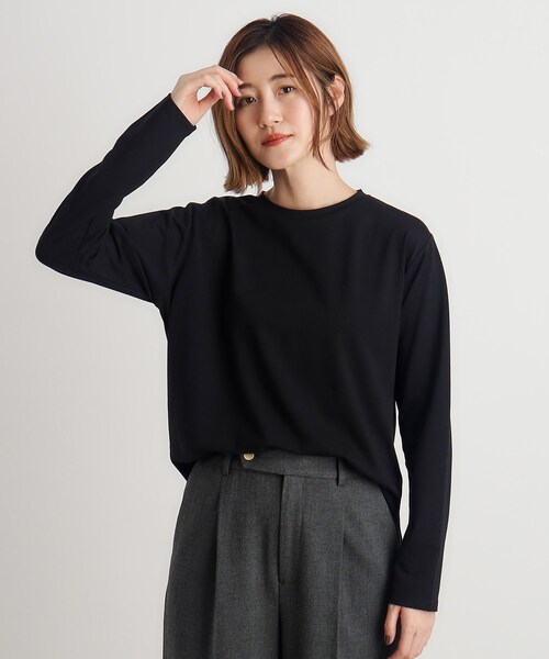 grove(グローブ)の「◆裾テール長袖Tシャツ(Tシャツ/カットソー・レディース・オフホワイト/ブラック/ブラウン系・01/02/03)」の8枚目の写真