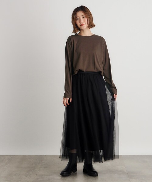 grove(グローブ)の「◆裾テール長袖Tシャツ(Tシャツ/カットソー・レディース・オフホワイト/ブラック/ブラウン系・01/02/03)」の14枚目の写真